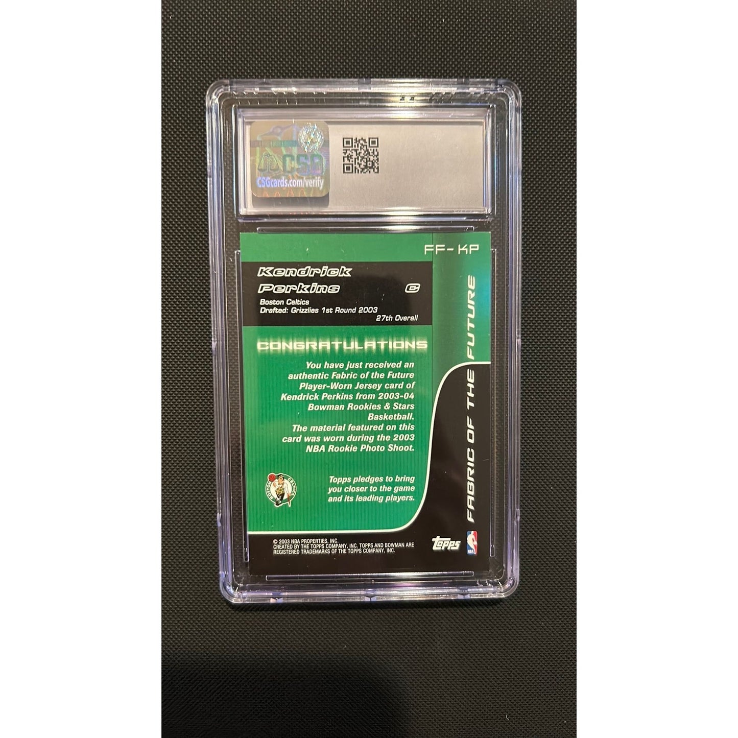 Slab - NBA: Kendrick Perkins Rookie / Jersey Card
