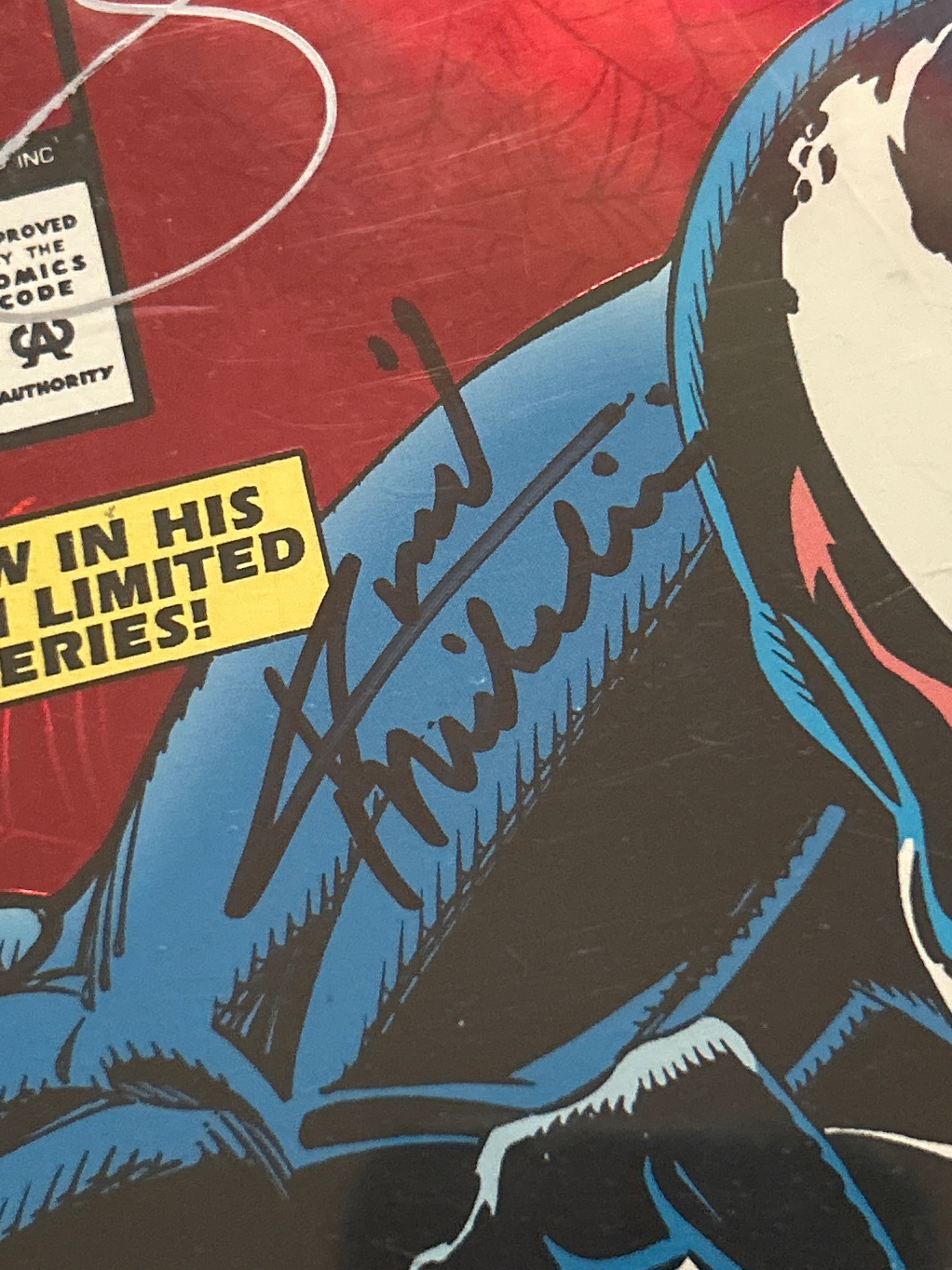 Comic Book: Autographed Venom Lethal Protector #1 (FOIL COVER) - TRIPLE SIGNED by; Sam De La Rosa, Mark Bagley & David Michelinie
