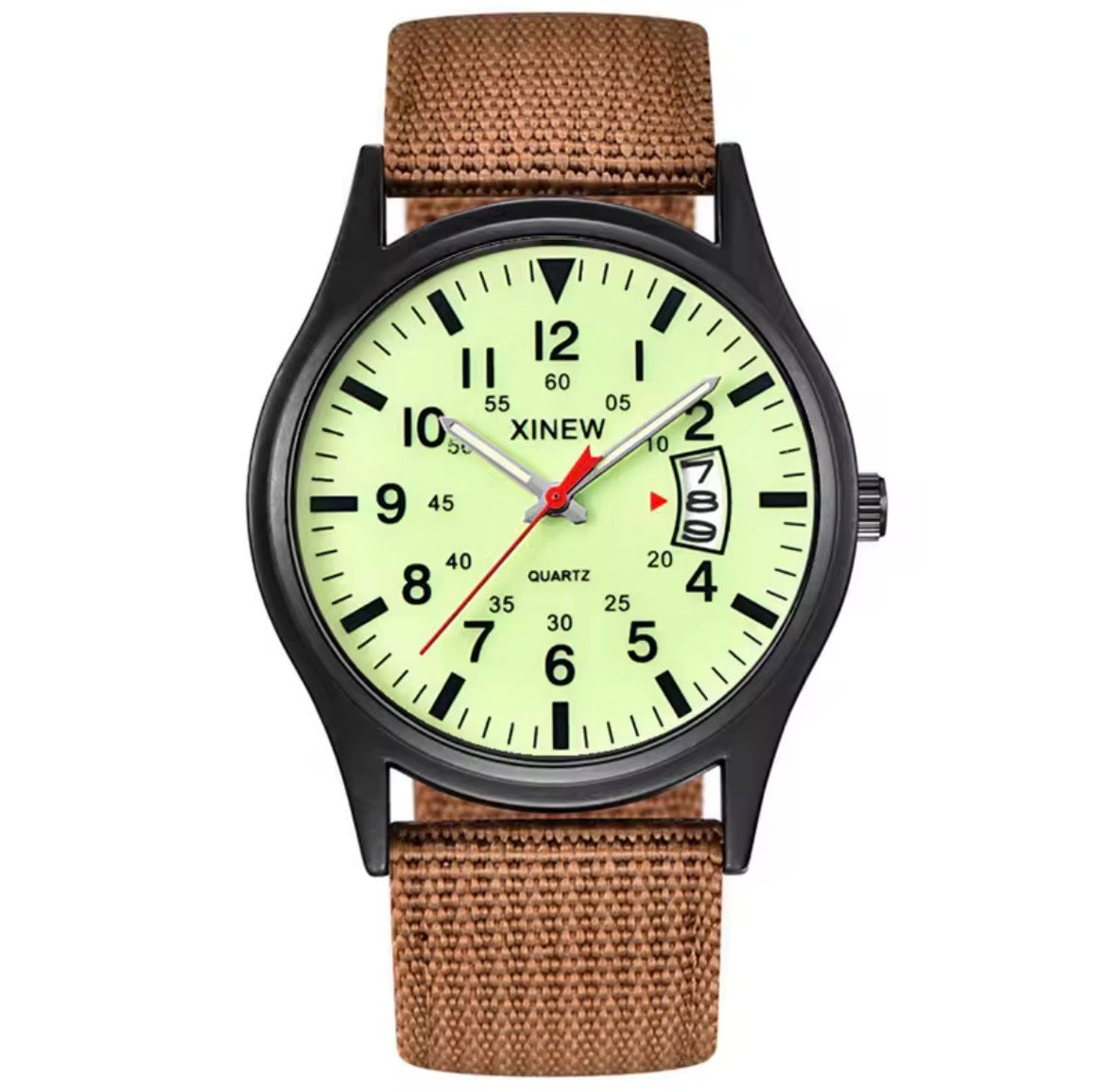 Watch: Xinew w/ Brown Nylon Strap