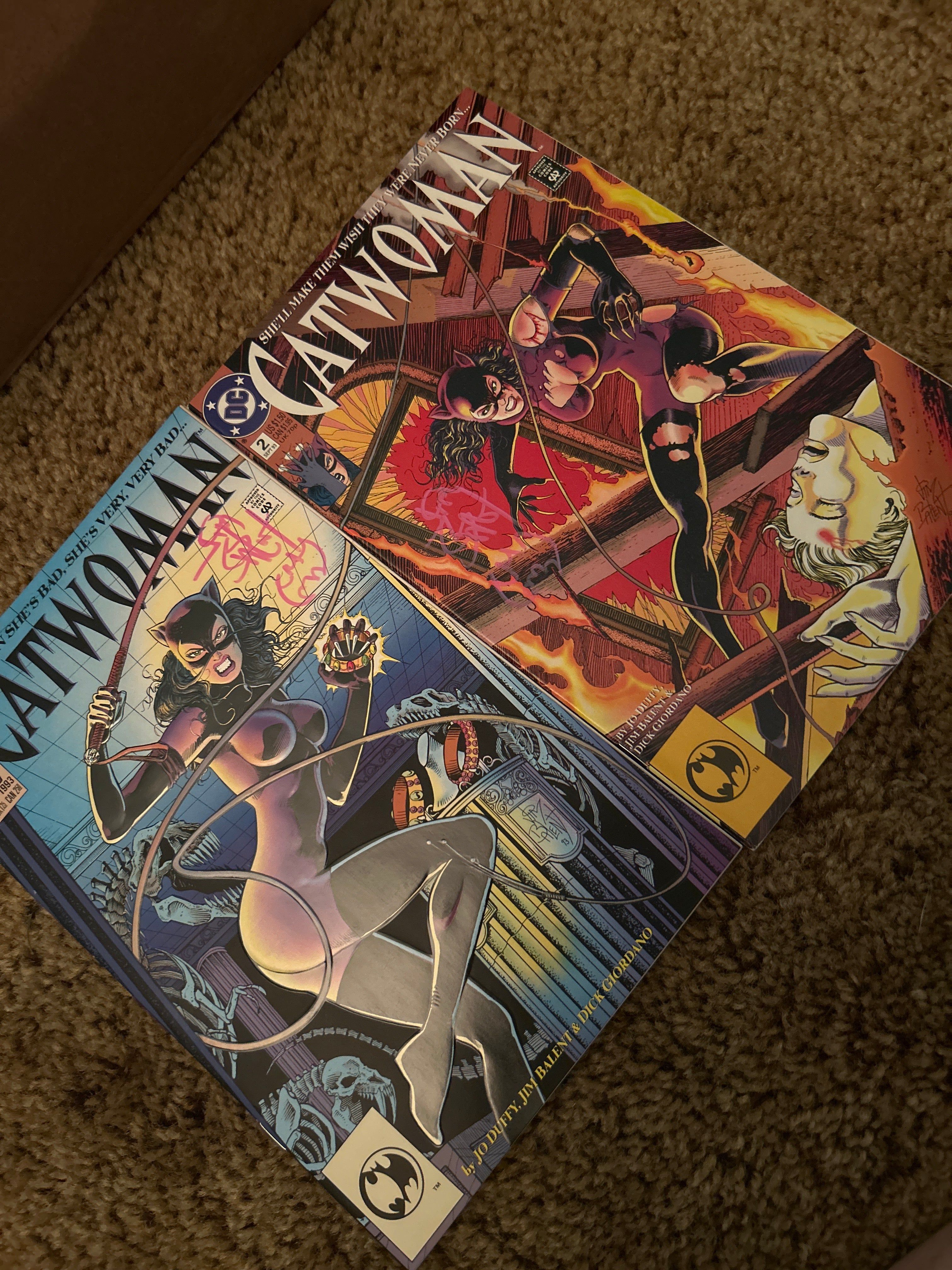 Comic Book: Autographed Catwomen #1&2 BUNDLE - Signed & Doodled by Jim Balent