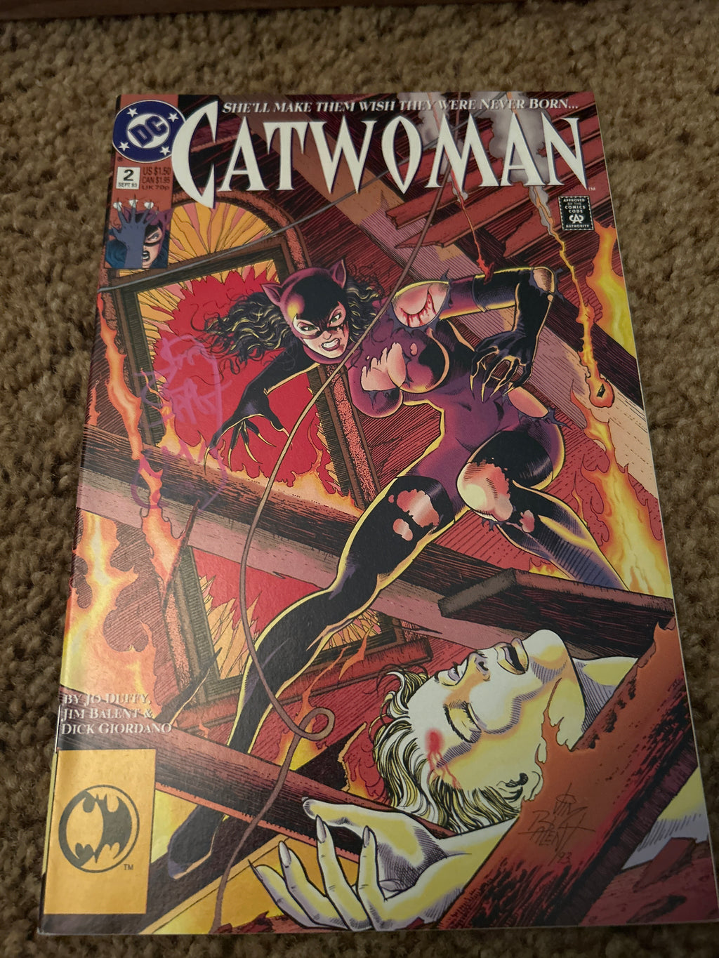 Comic Book: Autographed Catwomen #1&2 BUNDLE - Signed & Doodled by Jim Balent