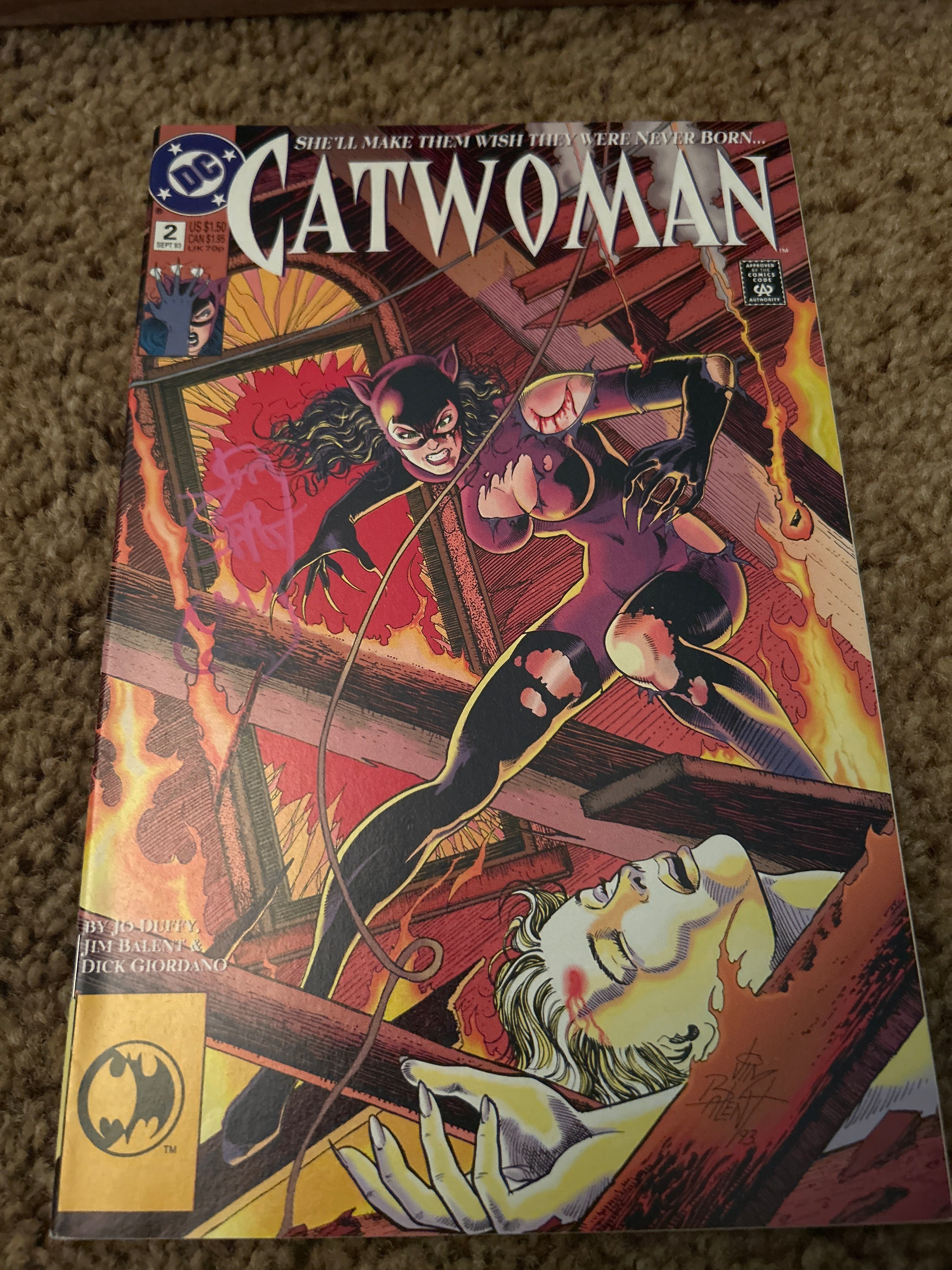 Comic Book: Autographed Catwomen #1&2 BUNDLE - Signed & Doodled by Jim Balent