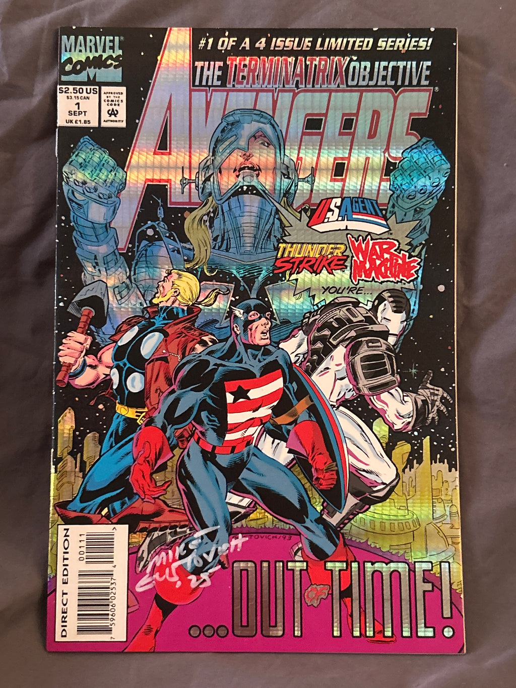 Autographed Comic Book: Avengers #1 (Holo Cover) | Signed by Mike Gustovich