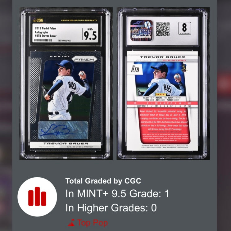 Graded Card: Autograph Trevor Bauer | CGC 9.5 | TOP POP