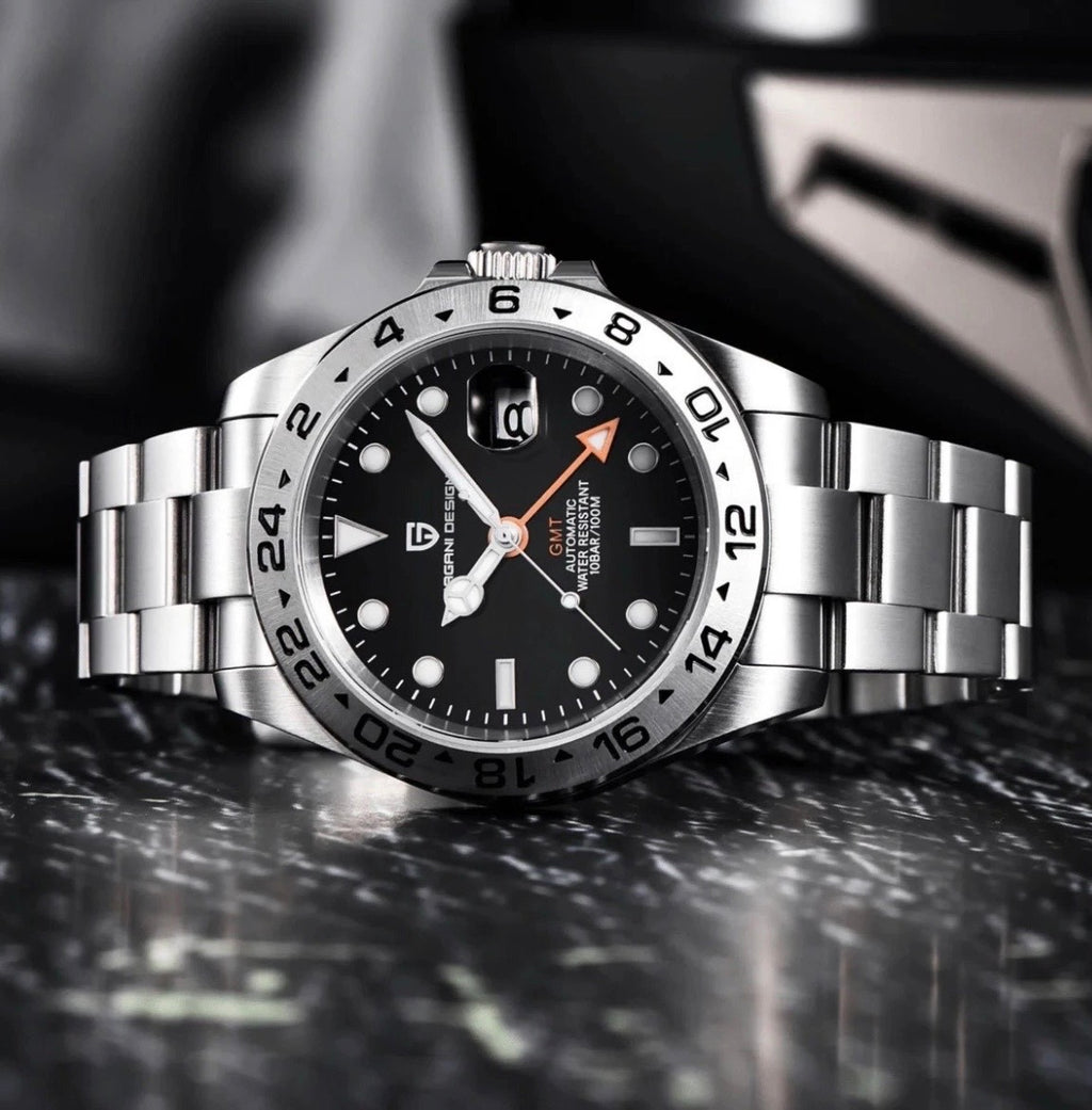 Watch: PAGANI DESIGN: Men’s Automatic GMT Black Dial Stainless Steel