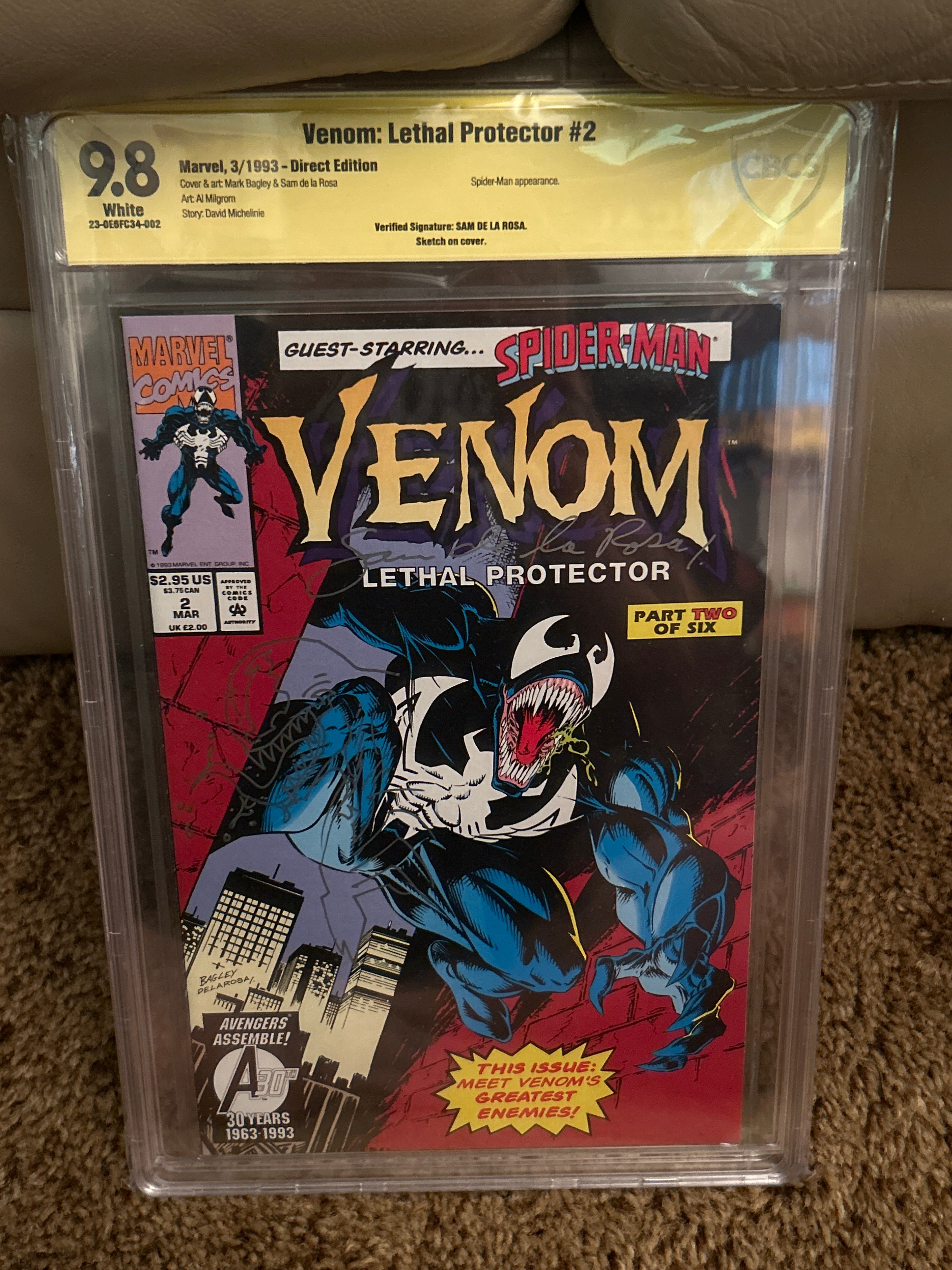 Comic Book: Graded Venom: Lethal Protector #2 Signed & Doodled by Sam De La Rosa | CBCS 9.8