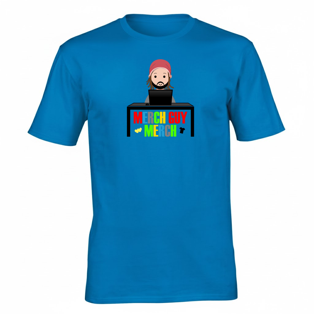 T-Shirt - "Cartoon Merch Guy" Logo - Blue / Sapphire