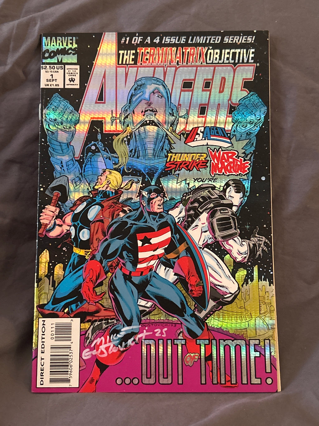 Autographed Comic Book: Avengers #1 (Holo Cover) | Signed by Mike Gustovich