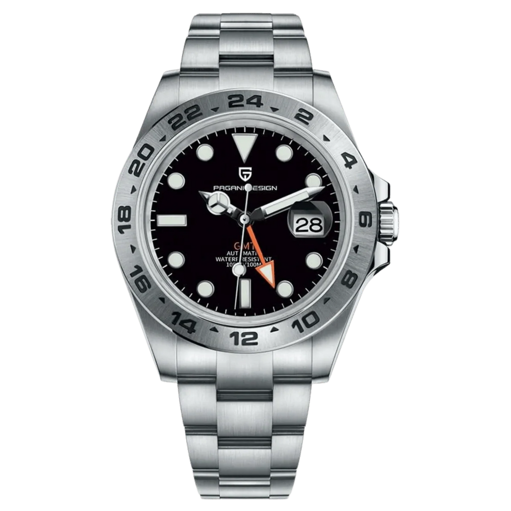 Watch: PAGANI DESIGN: Men’s Automatic GMT Black Dial Stainless Steel
