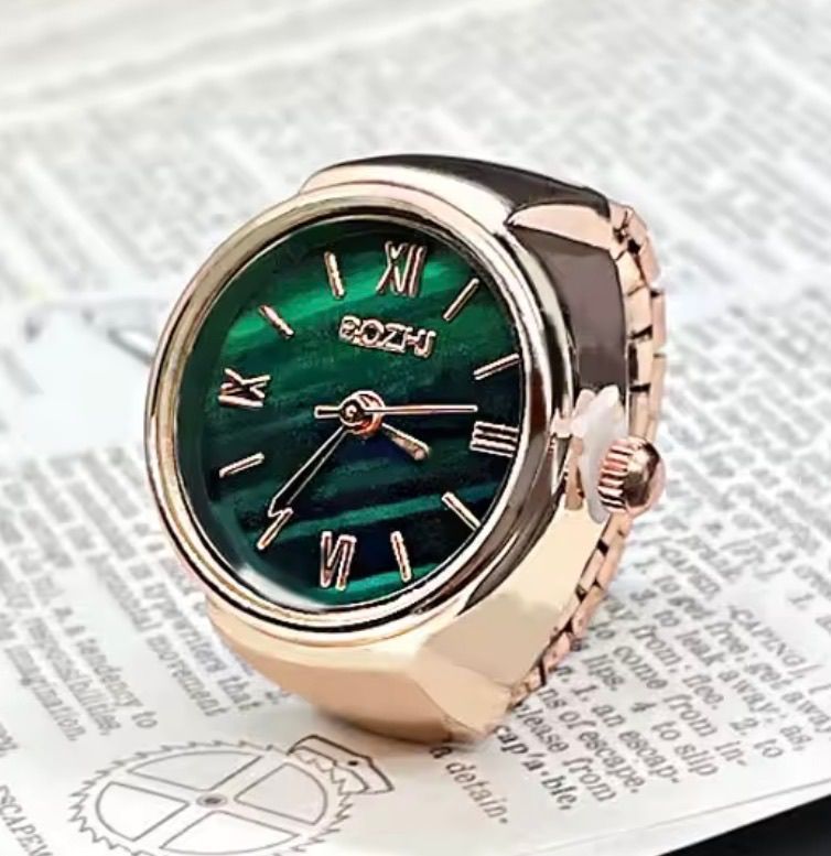 Watch: Bozhi: Ring Watch - Gold w/ Green Dial