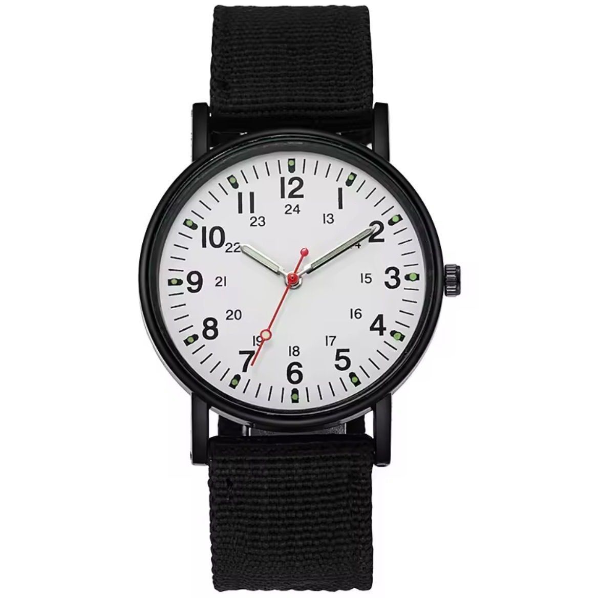 Watch: Unbranded: Black w/ White Dial w/ Nylon Strap