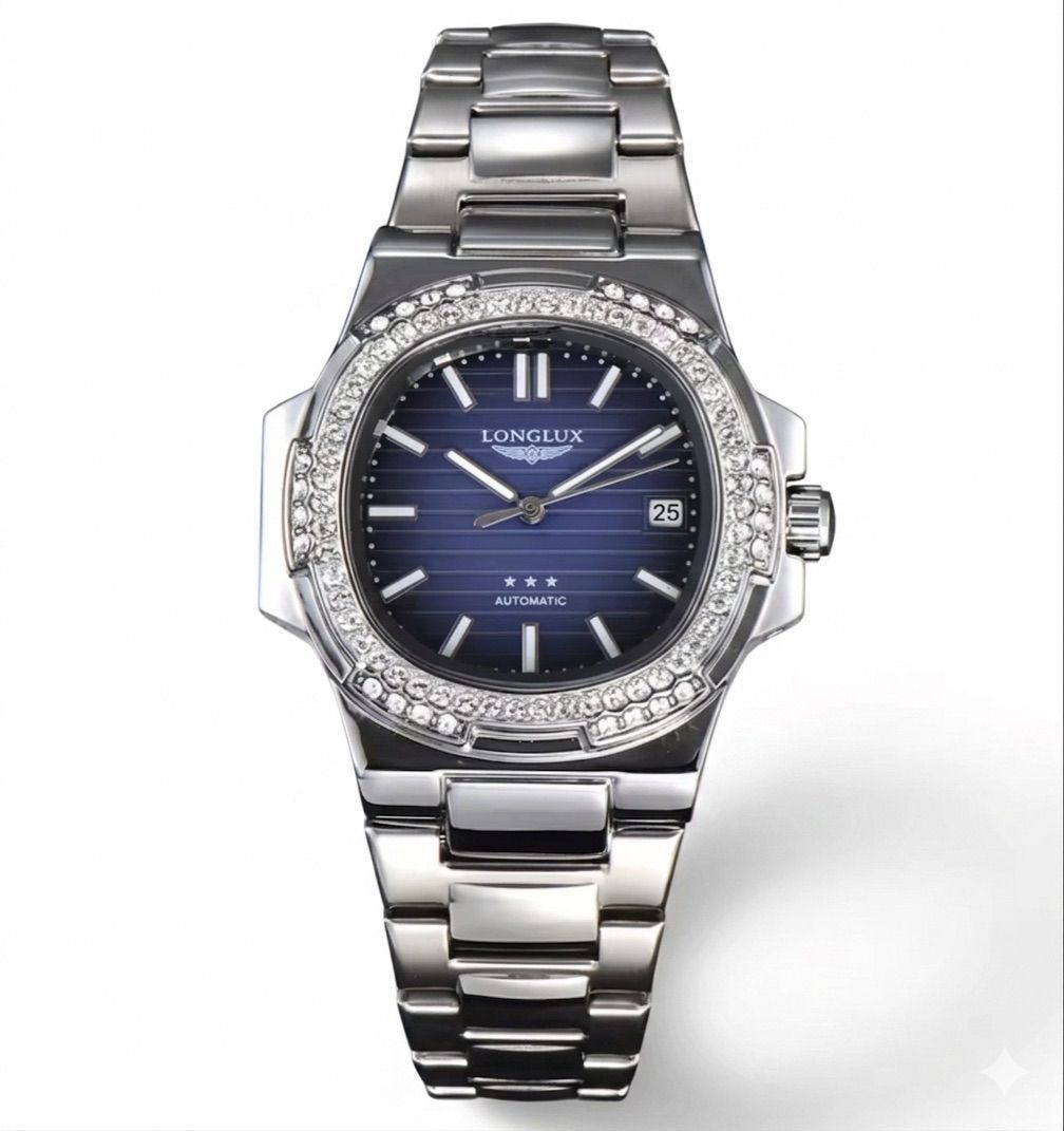 Watch: Longlux: Iced Out Automatic w/ Blue Dial