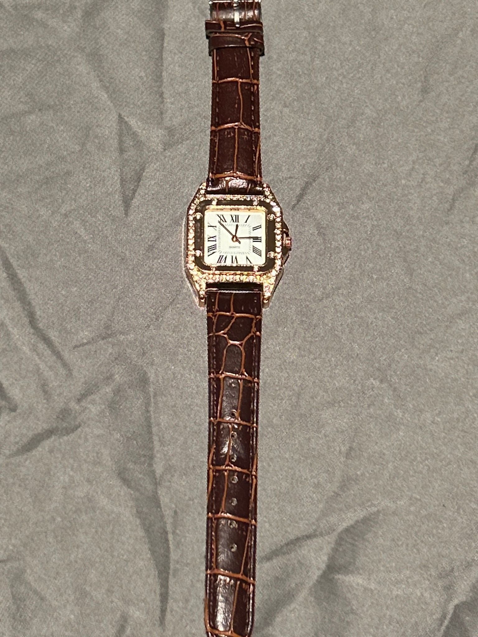 Watch: Unbranded Women’s “Iced Out” w/ Leather Strap