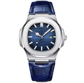 Watch: Unbranded: Steel Watch - Blue Dial w/ Leather Strap (Nautilus Homage)
