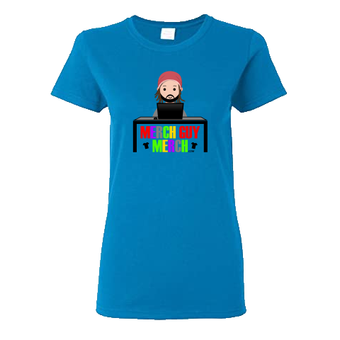 T-Shirt - "Cartoon Merch Guy" Logo - Blue / Sapphire - Ladies